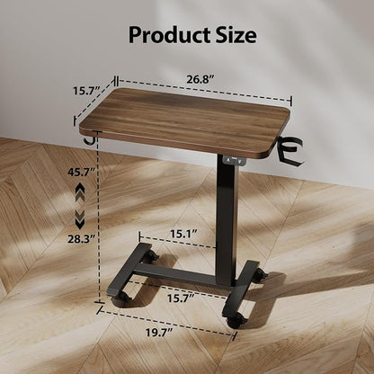 Agilestic Electric Standing Desk, 26 x 16 Inches Height Adjustable Desk, Sit Stand up for Work Office Home, Ergonomic Rising Computer Table with with Wheels, Dark Walnut