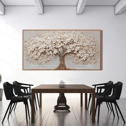Canvas Wall Art Decor Prints Oversized Wall Art Pictures for Living Room Tree of Life Wall Art Decor Canvas Art Wall Decor Modern Large White Wall Art Prints Framed Artwork for Walls Bedroom Office Decor 29" X 58"