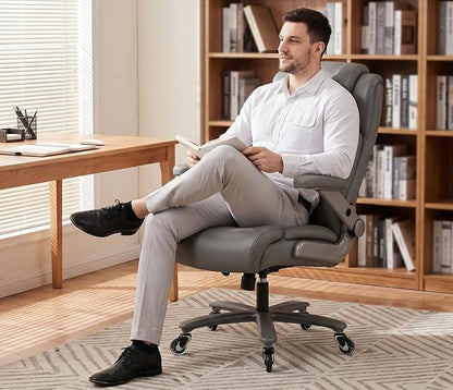 Big and Tall 700lbs Office Chair - Adjustable Lumbar Support 3D Flip Arms Heavy Duty Metal Base&Wheels, High Back Large Executive Computer Desk Chair, Thick Padded Ergonomic Design for Back Pain