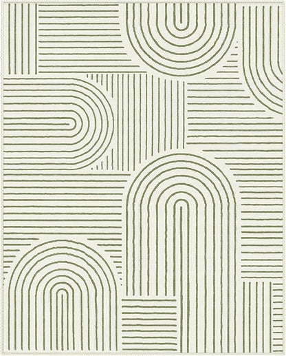 Lahome Abstract 8x10 Rugs for Living Room, Soft Green 8x10 Area Rugs for Bedroom Non-Slip, Ultra-Thin Rainbow Boho Accent Carpet for Dining Room Office Darrell, Green