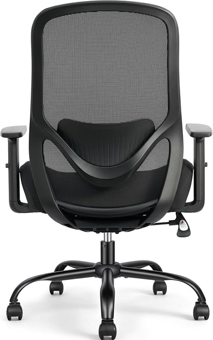 High Back Office Chair, Big and Tall Office Chair Ergonomic Comfy Chair Executive Desk Chair for Heavy Duty People 450Lbs Computer Chair with Adjustable Lumbar Support & Flip-up Arms