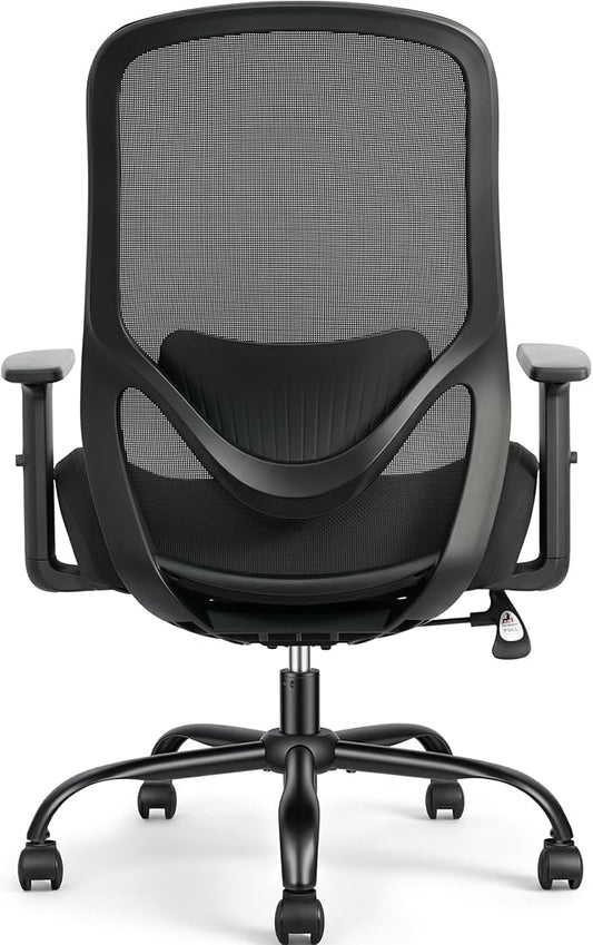 High Back Office Chair, Big and Tall Office Chair Ergonomic Comfy Chair Executive Desk Chair for Heavy Duty People 450Lbs Computer Chair with Adjustable Lumbar Support & Flip-up Arms