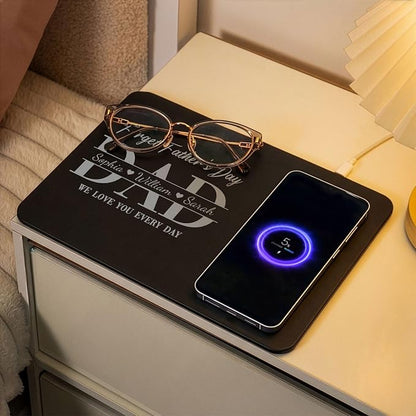 Personalized Leather Charging Mat, Dad Forget Father's Day We Love You Everyday, Wireless Charging Desk Mat, Custom Dad Gift, Fathers Day Gift for Dad, Papa, Grandpa, Daddy 1