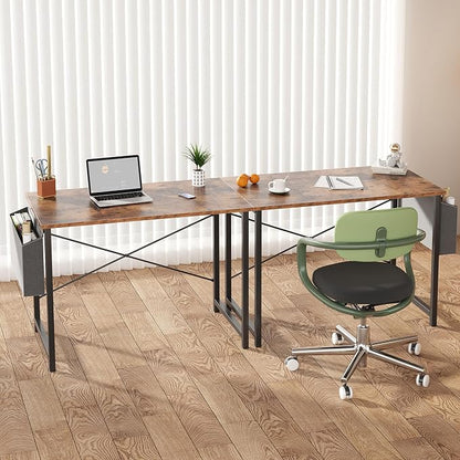 NEWBULIG 40 Inch Computer Desk Home Office Desks for Bedroom Writing Gaming Work Study Table with Storage Bag for Small Spaces, Modern Workstation in Rustic Brown
