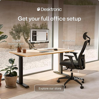 Desktronic HomeOne Standing Desk 60x30 — Ergonomic Sit Stand Home Office Desk, Made in Europe, Electric Dual Motor Height Adjustable, USB & USB-C Charging, Wobble-Free, Touchscreen, 3 Memory Presets