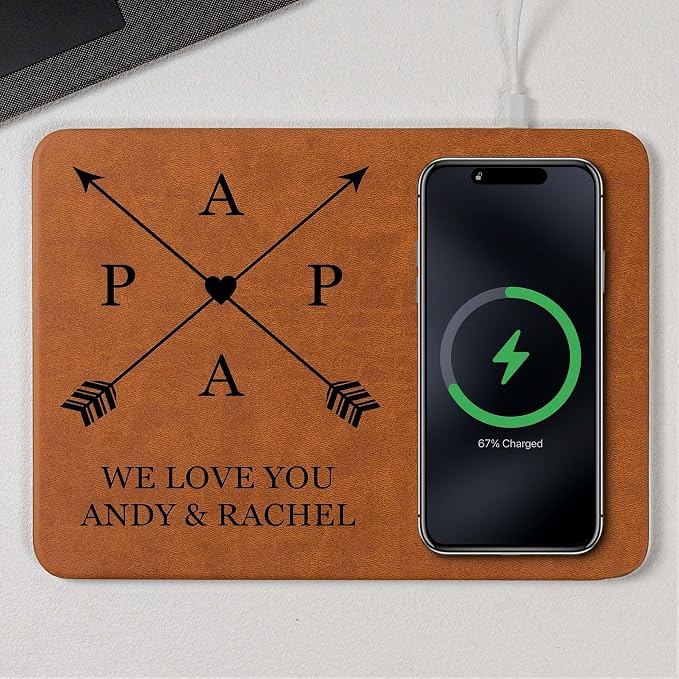 Personalized Leather Charging Mat, Papa We Love You Wireless Charging Desk Mat, Custom Dad Gift from Kids, Fathers Day Gift for Dad, Papa, Grandpa, Daddy 5