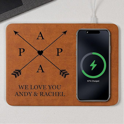 Personalized Leather Charging Mat, Papa We Love You Wireless Charging Desk Mat, Custom Dad Gift from Kids, Fathers Day Gift for Dad, Papa, Grandpa, Daddy 5