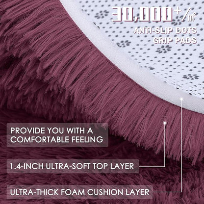 OLANLY 8x10 Machine Washable Large Area Rugs for Living Room, Bedroom, Soft Fluffy Shaggy Bedside Rug, Indoor Floor Carpet for Kids Girls and Boys, Dorms, Nursery, Home Decor Aesthetic, Burgundy