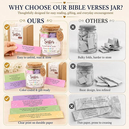 Bible Verses Jar for Sister – Graduation Day Gifts for Sister, Birthday Gifts for Sisters, Christian Gift for Women, Girls