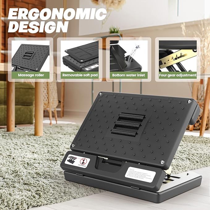 Foot Rest for Under Desk at Work, Height Adjustable footrest, with Massage Roller and Soft Pad, Foldable, Ergonomic, for Work, Office, Computer, Gaming, Metal Frame, All-Season Use(Grey)