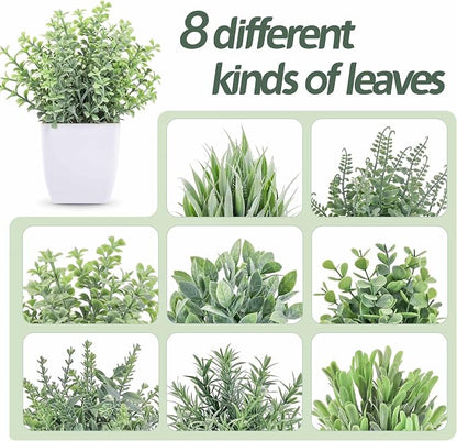 Der Rose 8 Pack Fake Plants Small Artificial Faux Potted Plants for Home Office Farmhouse Bathroom Bedroom Decor Indoor