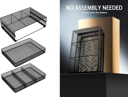 Exerz Monitor Display Stand with Drawers - Desk Organizer with Computer Monitor Stand Riser - Max 15kgs