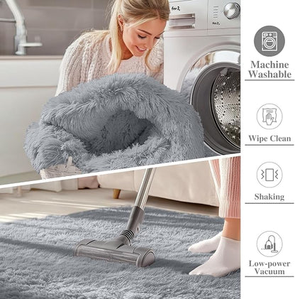 OLANLY 6x9 Machine Washable Large Area Rugs for Living Room, Bedroom, Soft Fluffy Shaggy Bedside Rug, Indoor Floor Carpet for Kids Girls and Boys, Dorms, Nursery, Home Decor, Silver Grey