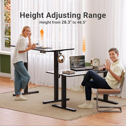 Claiks Glass Standing Desk, 40x24 Inch Small Stand Up Desk Electric Adjustable Height Quick Install Computer Desk for Home Office, Super Black
