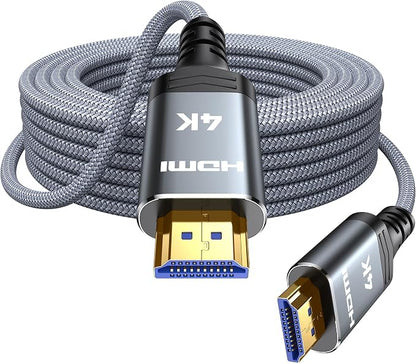 Highwings 4K HDMI Cable 28FT - 4K@60Hz HDR Braided HDMI Cord, 18Gbps High Speed with Ethernet/ARC, 3D, HDCP 2.2, ARC, Compatible for PS-5/4/3/4K HDTV/Monitor/Projector/Streaming Media