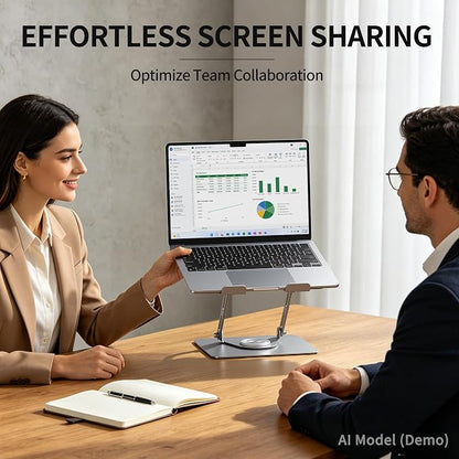 ALASHI Laptop Stand for Desk with 360° Rotating Base, Multi-Angle Adjustable Laptop Stands, Foldable Laptop Riser Compatible with 10 to 17 Inches PC Computer, Silver