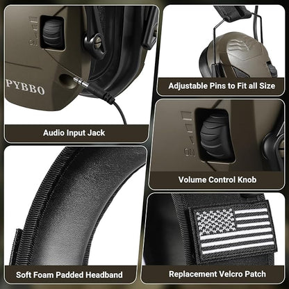 Electronic Shooting Ear Protection w/Gel Pads, 23dB NRR Active Noise Reduction & 3X Amplification Headset for Shooters