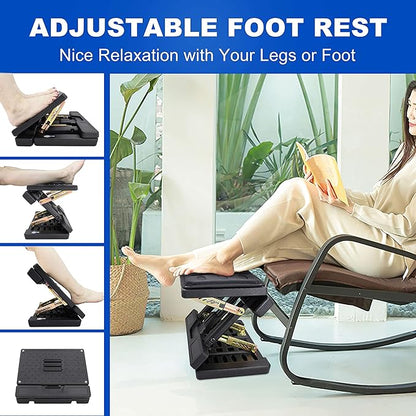 Under Desk Footrest - Detachable Memory Foam Cushion & Massage Roller, Tool-Free Height & Angle Adjustable Foot Stool, Ergonomic Leg Rest for Office, Home & Gaming Comfort, (Black Plus)