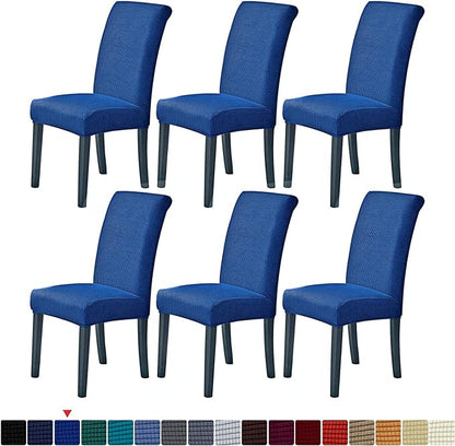 Stretch Chair Covers for Dining Room Set of 6, Removable Washable Dining Room Chair Covers, Dining Chair Slipcovers Seat Protector, Great for Home Decor and Banquet (Classic Blue, 6 Pack)
