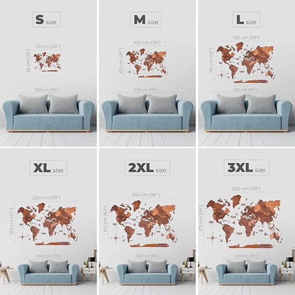 Enjoy The Wood 3D Wooden World Map Wall Art - Large Travel Map with Pins for Art Decor - Decorative Map of the World for Home, Office - Travel Wall Art Housewarming Gift Idea (Oak, M, Unframed)