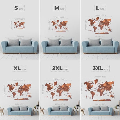 Enjoy The Wood 3D Wooden World Map Wall Art - Large Travel Map with Pins for Art Decor - Decorative Map of the World for Home, Office - Travel Wall Art Housewarming Gift Idea (Oak, L, Unframed)
