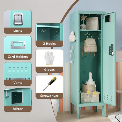 BUTISOW Metal Kids Locker,Metal Cabinet Storage Lockers,Lockable for Employees with Door,54" Height Steel Locker,Lockable Steel Locker for Children's Room, Playroom, School,Gym