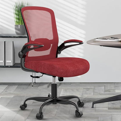 Mimoglad Office Chair, Ergonomic Desk Chair with Adjustable Lumbar Support, High Back Mesh Computer Chair with Flip-up Armrests-Task Chairs, Executive Chair for Home Office
