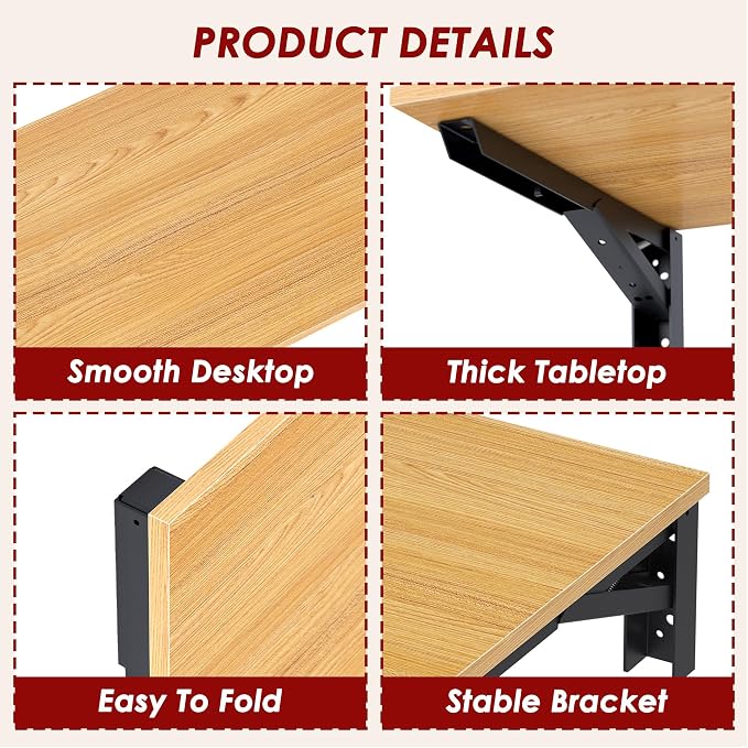 Need Wall Mounted Table - Heavy Duty Small Fold Down Desk Length 36" Width 20" Perfect Addition to Garage & Shed/Home Office/Laundry/Home Bar/Kitchen & Dining Room AC15BB(9050)