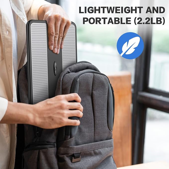 AboveTEK Portable Laptop Lap Desk w/Retractable Left/Right Mouse Pad Tray, Non-Slip Heat Shield Tablet Notebook Computer Stand Table w/Sturdy Stable Work Surface for Bed Sofa Couch or Travel
