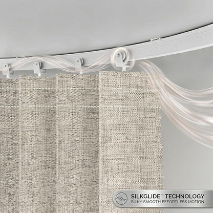 JILRON Accordion Partition Curtain with Ceiling Track - Space-Saving Room Divider, Tool-Free Installation(Off-White 100" W x 84" L-Pack of 1)