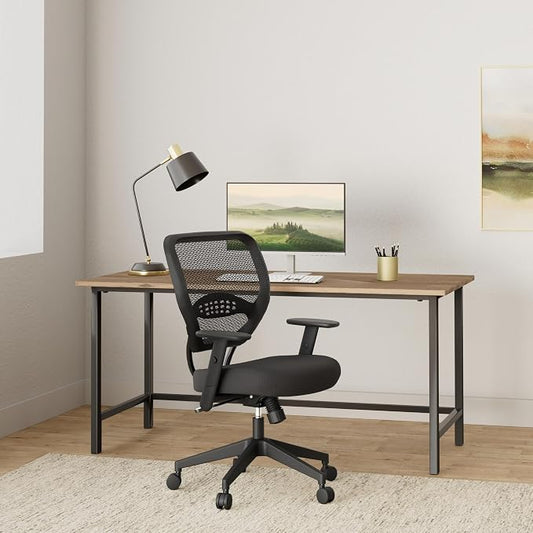 Space Seating 55 Series Professional Dark Air Grid Back Adjustable Office Desk Chair with Built-in Lumbar Support, Black Mesh