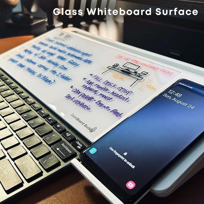DeskBoard Buddy Desktop Whiteboard + 2 Markers (White with Wireless Charger)