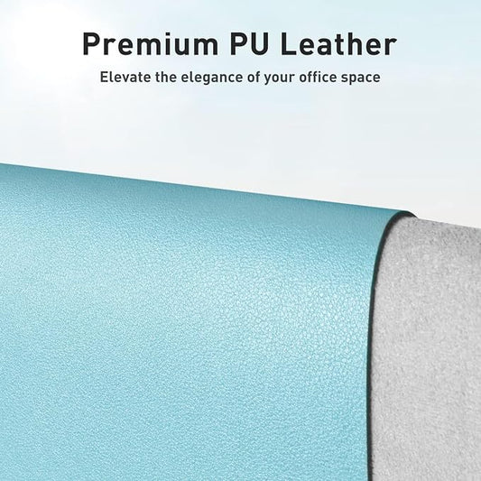 Aothia Large PU Leather Desk Pad Protector – Non-Slip Mouse Pad & Writing Mat for Office/Home, Waterproof, Easy to Clean(23.6" x 13.7", Blue Topaz)