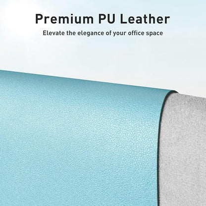 Aothia Large PU Leather Desk Pad Protector – Non-Slip Mouse Pad & Writing Mat for Office/Home, Waterproof, Easy to Clean (31.5" x 15.7", Blue Topaz)