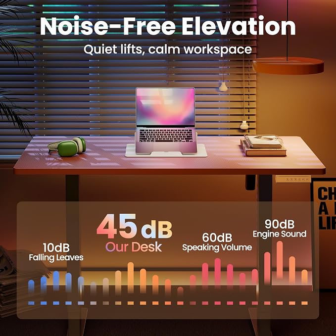 HUANUO Electric Standing Desk, 55" x 28" Height Adjustable Desk, 4 Memory Height Settings, Sit to Stand Up Desk for Home Office, with Headphone Hook, Cable Manager, Pink