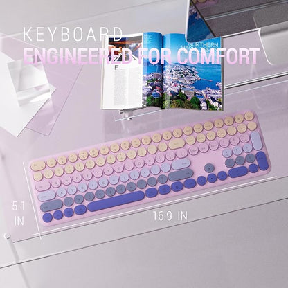Wireless Keyboard and Mouse Combo, 2.4GHz USB Plug-and-Play, 110-key Design, Full-Size Ultra-Thin Silent Keyboard, Compatible with laptops/desktops/PCs（Gradient Purple）