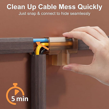 Yecaye TV Cord Hider, 125in Cord Cover, Large Cable Hider, Wire Covers for 4 Cords, Cable Raceway Wire Hider, Wire Hiders for TV on Wall, Cable Cover Cord Concealer, W1.18in H0.6in, Darkwood