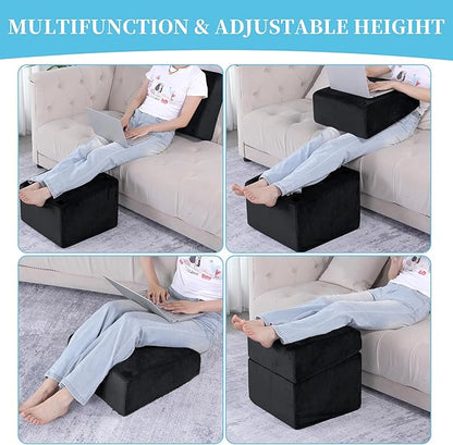 Under Desk Foot Rest, ROYALAY Ergonomic Office Footrest with 3 Adjustable Heights, High-Density Memory Foam Leg Rest for Home, Travel, Airplane with Washable Cover
