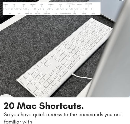 Macally Slim USB Wired Keyboard for Mac and Windows - Simple and Sophisticated - USB Apple Keyboard with Numeric Keypad for Mac Mini / Pro, Macbook, iMac with 110 Scissor Switch Keys and 20 Shortcuts