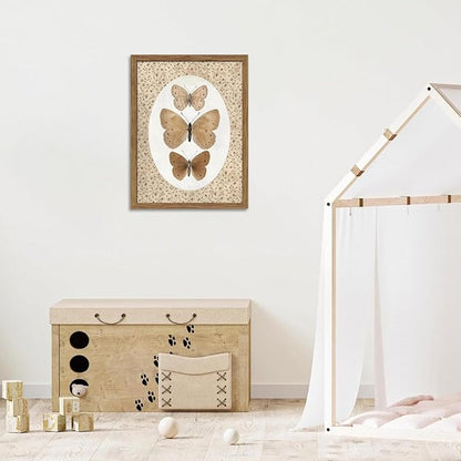 Framed Butterfly Canvas Wall Art, Vintage Butterfly Pictures Posters Wall Decor, Modern Farmhouse Decor, Rustic Retro Butterflies Paintings Prints for Bedroom Bathroom Shelf 8x10 inch