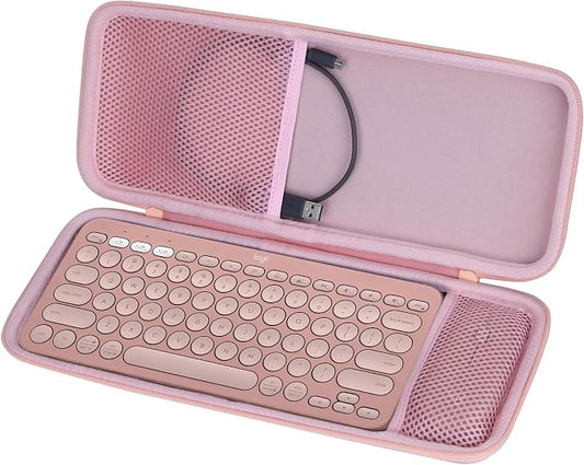 Lebakort Hard Carry Case Compatible with Logitech Pebble Keys 2 Combo K380s K380 Keyboard + M350 Pebble Mouse Combo (Rose Case)