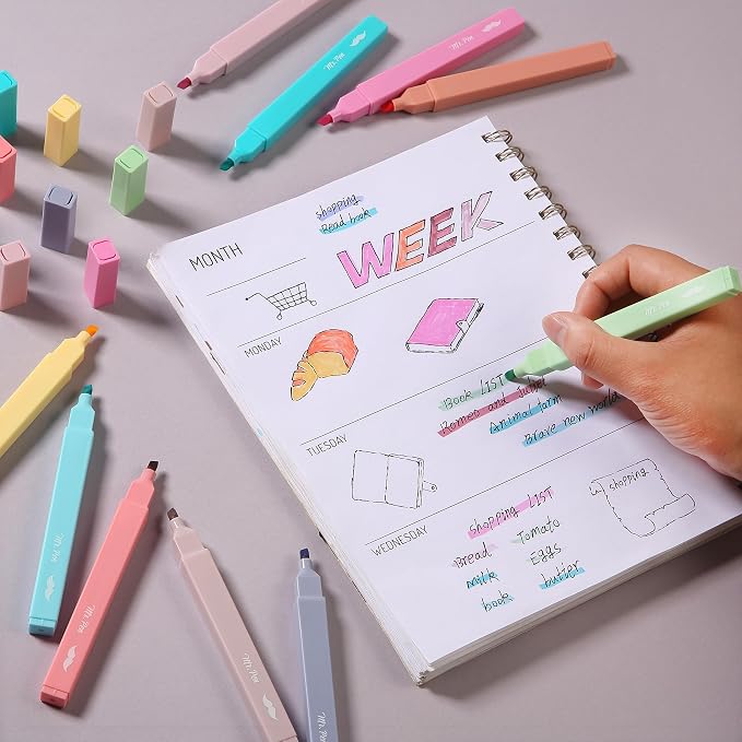 Mr. Pen- Aesthetic Highlighters No Bleed, 10 Pack, Pastel Colors | Chisel Tip, Cute Highlighters Assorted Colors for Journaling, Highlighting, Underlining, Fast Dry, Back to School Supplies