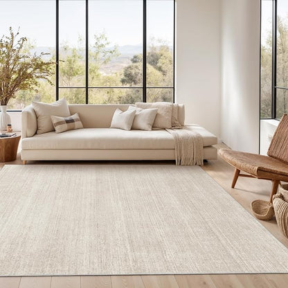 Valenrug Washable Rugs 5x7 - Stain Resistant 5x7 Area Rugs for Living Room, Non Slip Backing Printed Rugs for Bedroom, Folable Machine Washable Area Rug (5'x7', Beige)