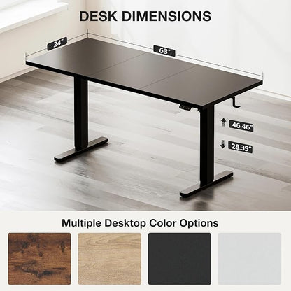 Acrolix Electric Standing Desk, Height Adjustable Home Office Desk with Memory Presets & Cable Management,Black Sit Stand Desk for Work from Home, Ergonomic Computer Desk (63" x 24")