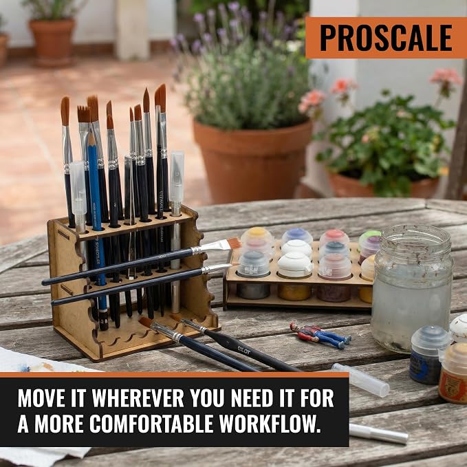 PROSCALE 2x Brush Holder & Tool Organizer for Hobby, Miniatures & Art, Tabletop Paint Station Accessory for Brushes, Hobby Tools and Small Accessories, Clean Desk + Fast Access