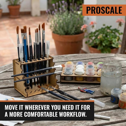 PROSCALE Brush Holder & Tool Organizer for Hobby, Miniatures & Art, Tabletop Paint Station Accessory for Brushes, Hobby Tools and Small Accessories, Clean Desk + Fast Access