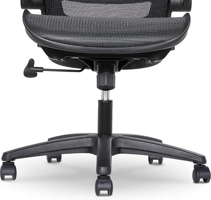 Amazon Basics Ergonomic High-Back Office Chair, Breathable Mesh, 360° Swivel, Easy to Assemble, Comfortable Flip-Up Armrests, 25.5"D x 26.25"W x 49.25"H, Black