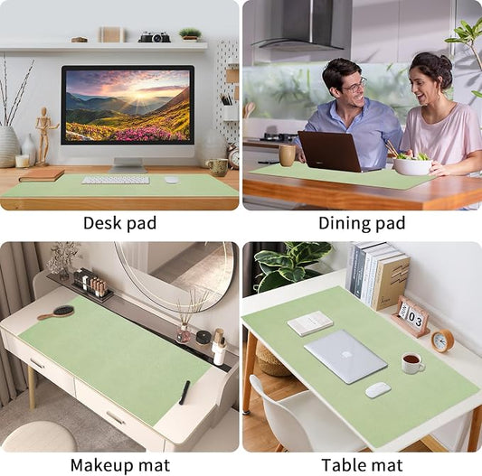 Bloss Green Desk Mat, Mouse Pad, Waterproof Leather Desk Pad, Desk Matt for Desktop, Non-Slip Desk Pad Mat for Office Work/Home (27.6 x 13.8 Inches)