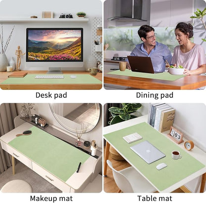 Bloss Leather Desk Mat and Keyboard Wrist Rest, Large Mouse Pad + Keyboard Pad+Mouse Wrist Support, Non-Slip Desk Mat Protector for St Patricks Day(31.5×15.7 Inches, Green)