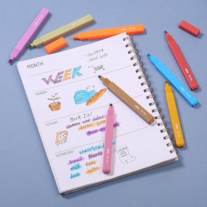 Mr. Pen- Aesthetic Highlighters No Bleed, 8 Pack, Warm Colors, Chisel Tip | Cute Highlighters Assorted Colors for Journaling, Highlighting, Underlining, Fast Dry, Back to School Supplies